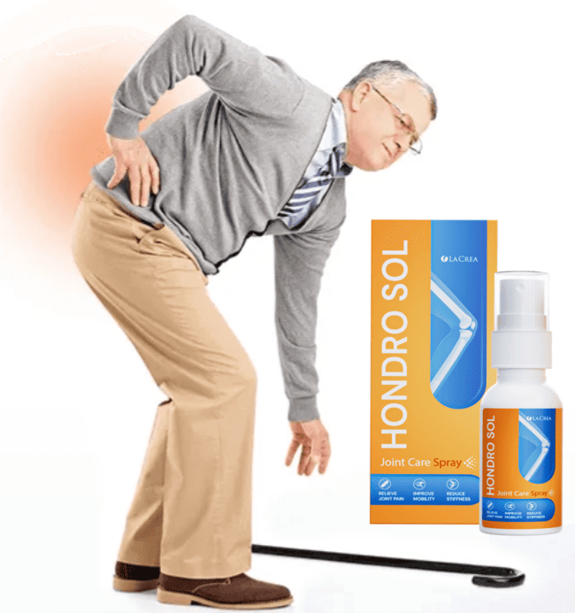 Muškarac s bolovima u leđima pronalazi olakšanje uz Hondro Sol sprej.